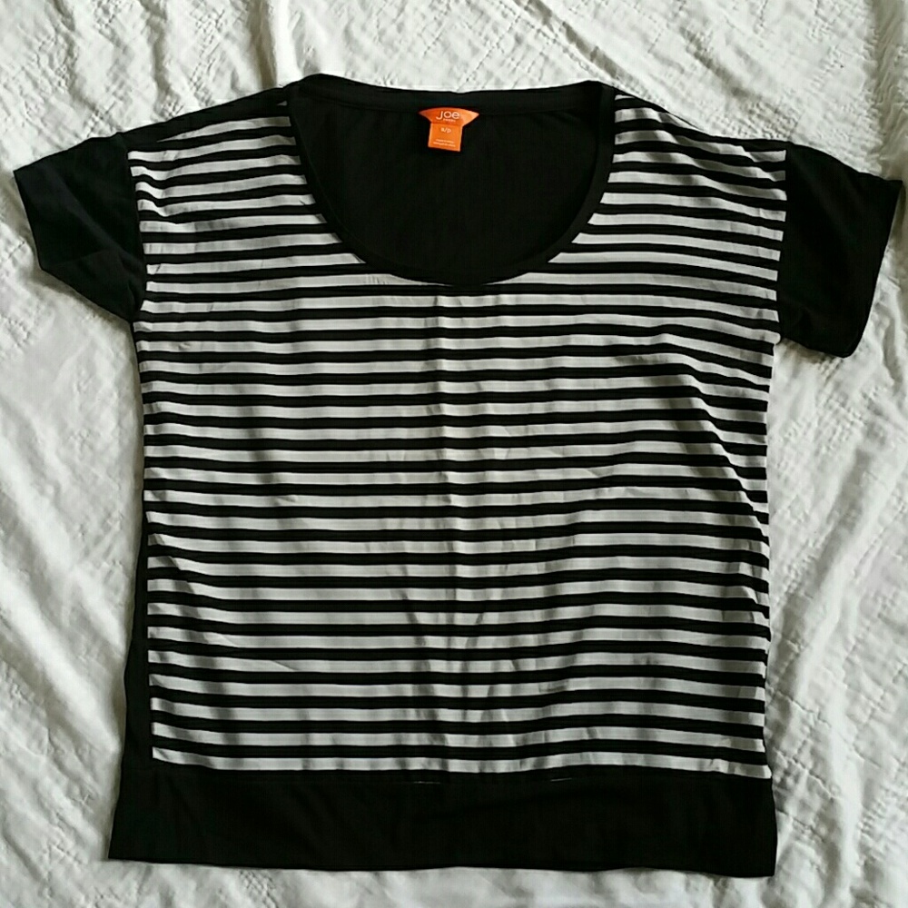 JCPenny Joe Fresh Black and Off-White Striped Top